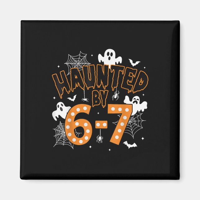 67 Meme Halloween Haunted– Funny Ghost And Pumpkin Magnet (Front)