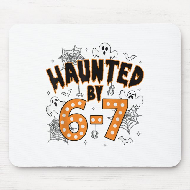 67 Meme Halloween Haunted- Funny Ghost And Pumpkin Mouse Pad (Front)
