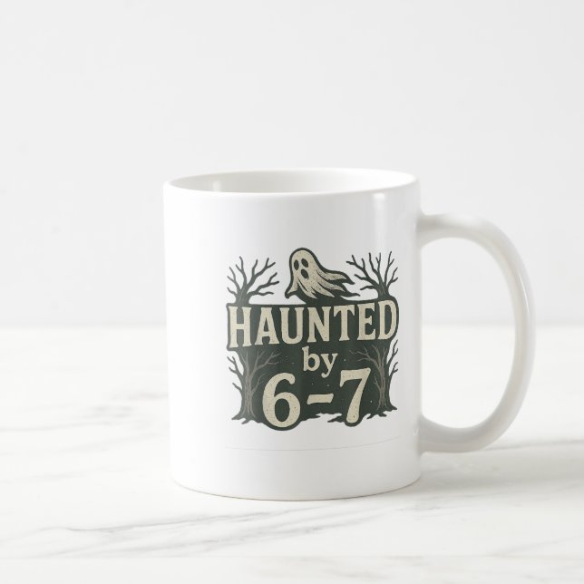67 Meme Halloween Haunted Ghost - Six Seven Gen Al Coffee Mug (Right)