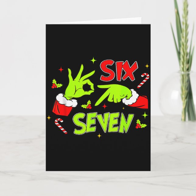67 Meme Humor 6 7 Funny Six Seven Christmas  Card (Front)