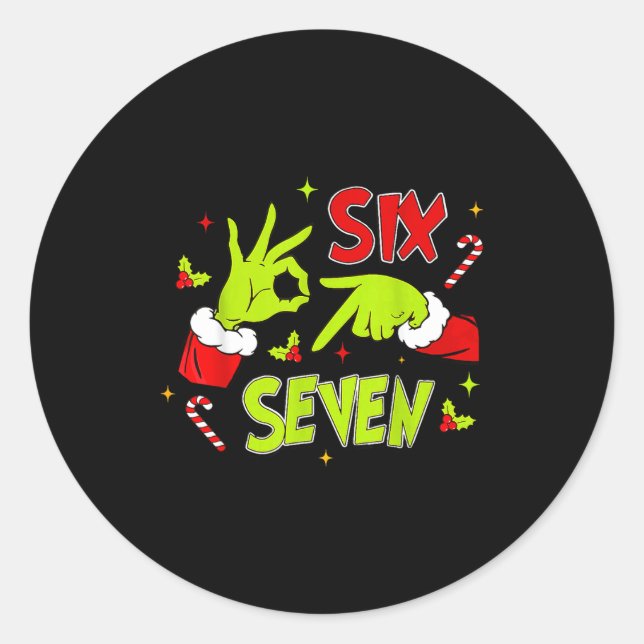 67 Meme Humor 6-7 Funny Xmas Six Seven Christmas  Classic Round Sticker (Front)