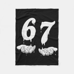 67 Meme Humor Numer 6 7 Fleece Blanket