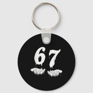 67 Meme Humor Numer 6 7 Key Ring