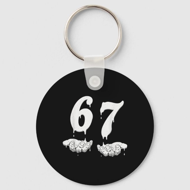 67 Meme Humor Numer 6 7  Key Ring (Front)