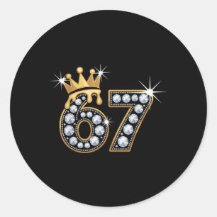 67 Meme Luxury Crown Drip Elegant Royal Six Seven Classic Round Sticker
