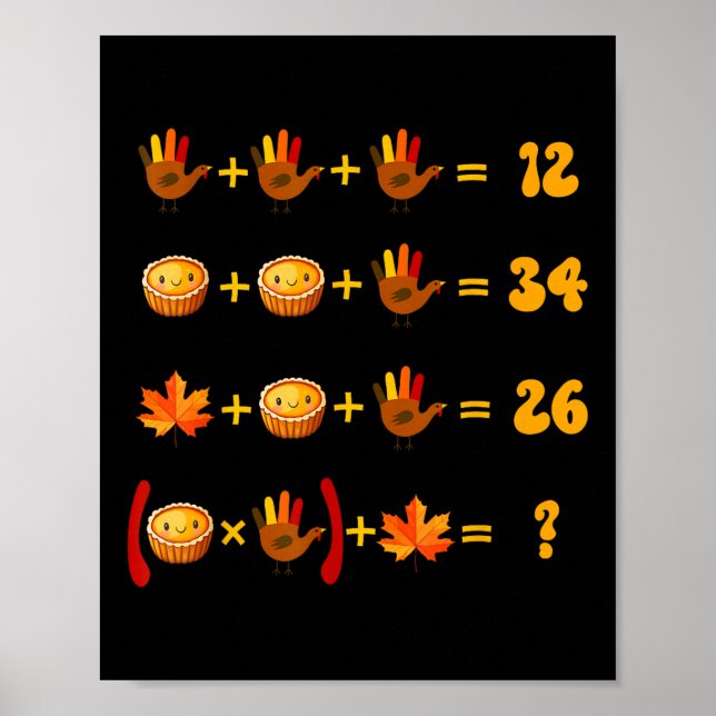 67 Meme Math Thanksgiving Logic Puzzle  Poster (Front)