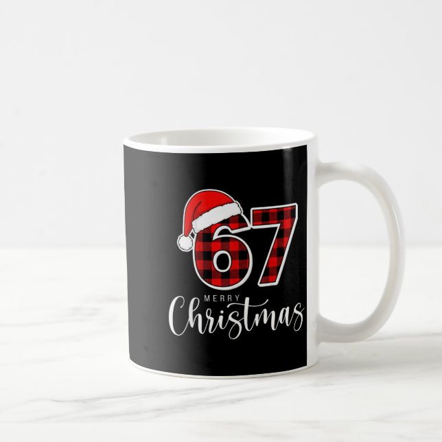 67 Meme Merry Christmas 67 Buffalo Plaid Xmas Retr Coffee Mug (Right)