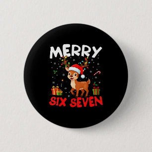 67 Meme Merry Six Seven Reindeer Funny Christmas W 6 Cm Round Badge
