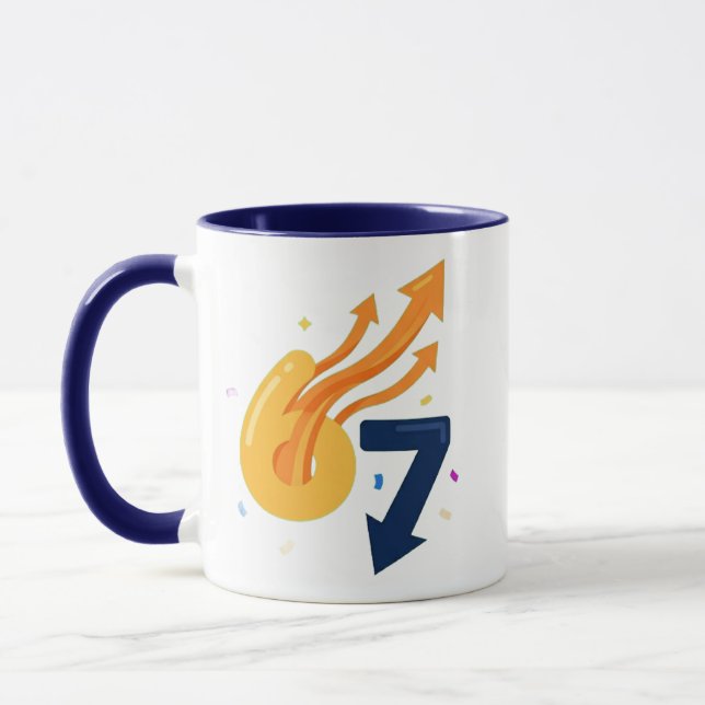 67 Meme Mug - Up Down Gesture Funny Symbolism (Left)