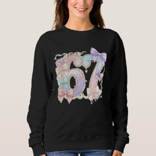 67 Meme Pastel Coquettes Bow Funny Kawaii 6 7 Numb Sweatshirt