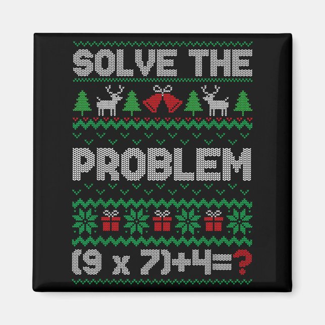 67 Meme Pemdas Math Joke Teacher Ugly Christmas Sw Magnet (Front)