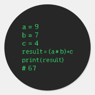 67 Meme Python Code Result Geek Humor Six Seven Pr Classic Round Sticker