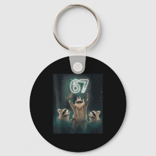 67 Meme Raccoon Howling At The Moon 6 7 Funny Weir Key Ring