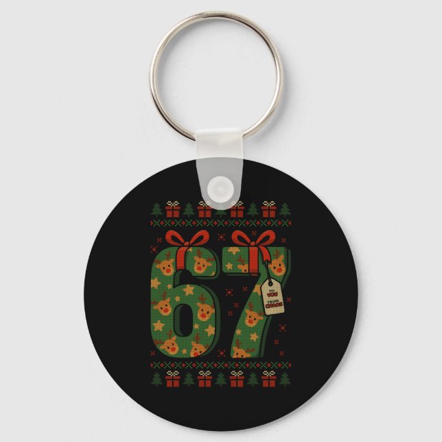 67 Meme Reindeer Christmas Ugly Sweater Xmas Celeb Key Ring (Front)