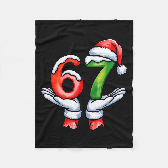 67 Meme Santa Claus Hand Funny Six Seven Christmas Fleece Blanket (Front)