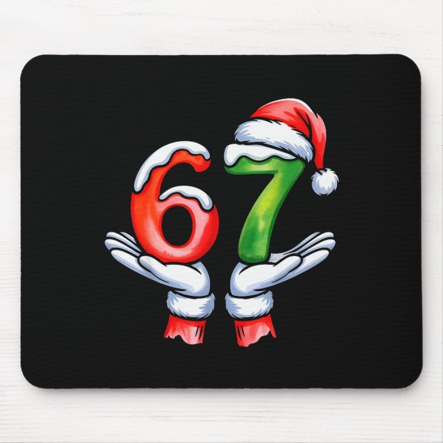 67 Meme Santa Claus Hand Funny Six Seven Christmas Mouse Pad (Front)