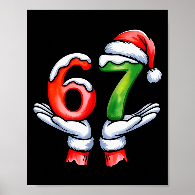 67 Meme Santa Claus Hand Funny Six Seven Christmas Poster (Front)