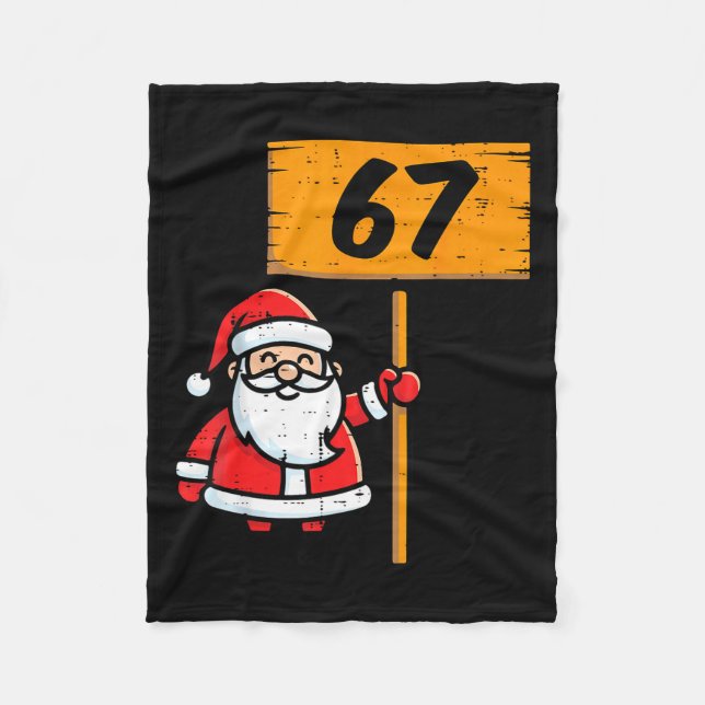 67 Meme Santa Funny Christmas 6 7 Xmas Boys Teen K Fleece Blanket (Front)