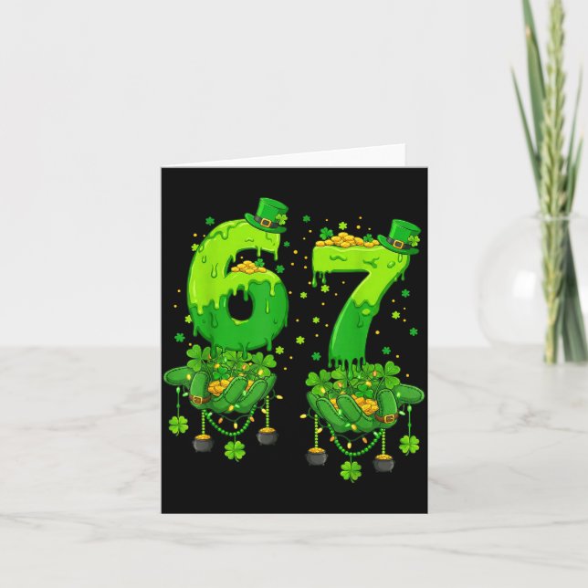 67 Meme Shamrocks Six Seven Shamrocks 6-7 St Patri Card (Front)