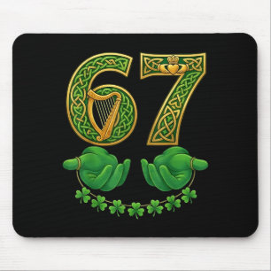 67 Meme Shamrocks Six Seven Shamrocks 6-7 St Patri Mouse Pad