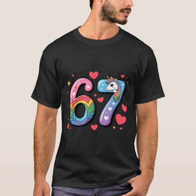 67 Meme Shirt Number Funny Six Seven 6 7  (Front)