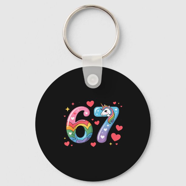 67 Meme Shirt Number Funny Six Seven 6 7  Key Ring (Front)