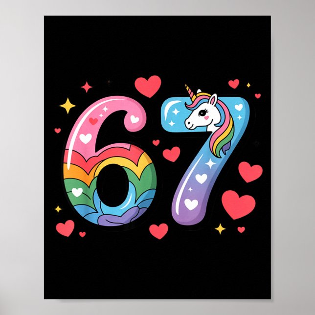 67 Meme Shirt Number Funny Six Seven 6 7  Poster (Front)