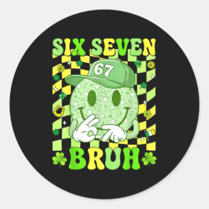 67 meme six seven 6 7 bruh st patricks lucky boys classic round sticker