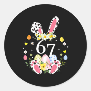 67 Meme Six Seven 6 7 Bunny Leopard Kids Funny Eas Classic Round Sticker