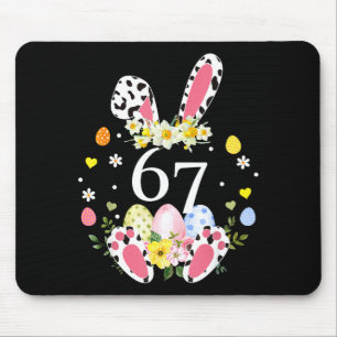 67 Meme Six Seven 6 7 Bunny Leopard Kids Funny Eas Mouse Pad
