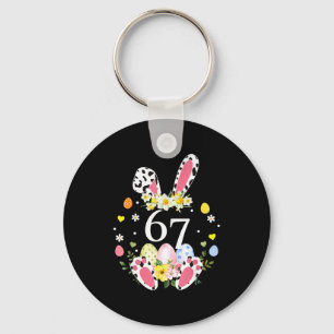 67 meme six seven 6 7 bunny leopard kids funny key ring