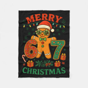 67 Meme Six Seven 6 7 Meme Funny Christmas Gingerb Fleece Blanket