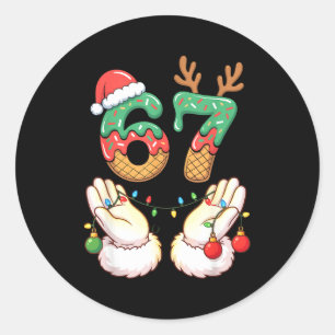 67 Meme Six Seven 6 7 Meme Funny Christmas Santa R Classic Round Sticker