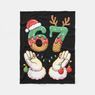 67 Meme Six Seven 6 7 Meme Funny Christmas Santa R Fleece Blanket