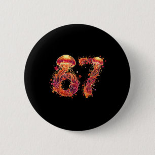 67 Meme Six Seven 6 7 Retro Jellyfish Sea Ocean Th Cm Round Badge