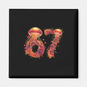67 Meme Six Seven 6 7 Retro Jellyfish Sea Ocean Th Magnet