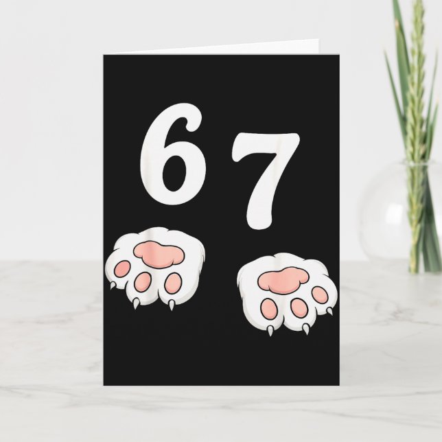67 Meme Six Seven 6 7 Shirt Meme Funny Cat 67  Card (Front)