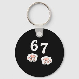 67 Meme Six Seven 6 7 Shirt Meme Funny Cat 67 Key Ring