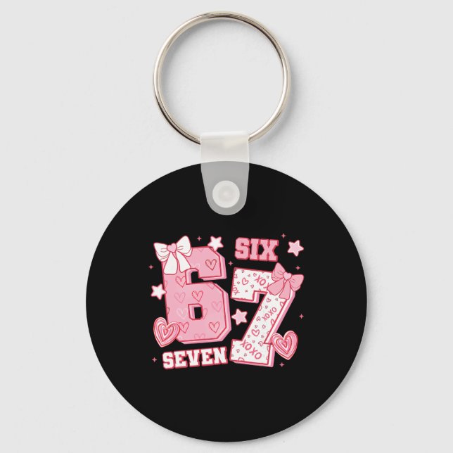67 Meme Six Seven 6 7 Valentine Days  Key Ring (Front)