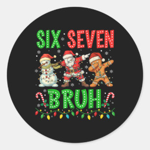 67 Meme Six Seven Bruh Dabbing Santa 6 7 Funny Chr Classic Round Sticker