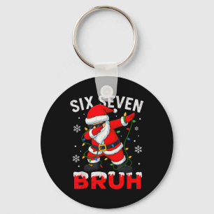 67 Meme Six Seven Bruh Dabbing Santa Funny Christm Key Ring