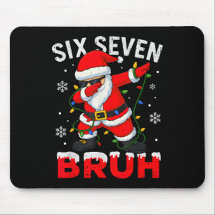 67 Meme Six Seven Bruh Dabbing Santa Funny Christm Mouse Pad