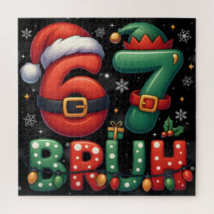 67 Meme Six Seven Bruh Funny Christmas 6 7 Jigsaw Puzzle