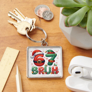 67 Meme Six Seven Bruh Funny Christmas 6 7 Key Ring