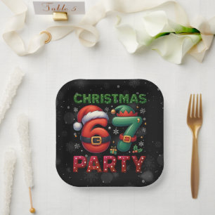 67 Meme Six Seven Bruh Funny Christmas 6 7 Paper Plate