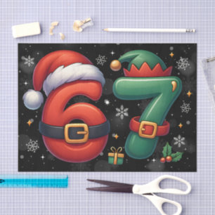 67 Meme Six Seven Bruh Funny Christmas 6 7 Tissue Paper