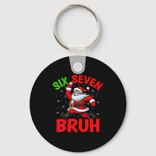 67 Meme Six Seven Bruh Santa Baseball Funny Christ Key Ring (Front)