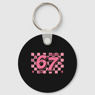 67 Meme Six Seven Checkered  Key Ring