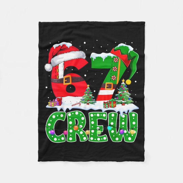 67 Meme Six Seven Christmas Crew Xmas Lights Famil Fleece Blanket (Front)