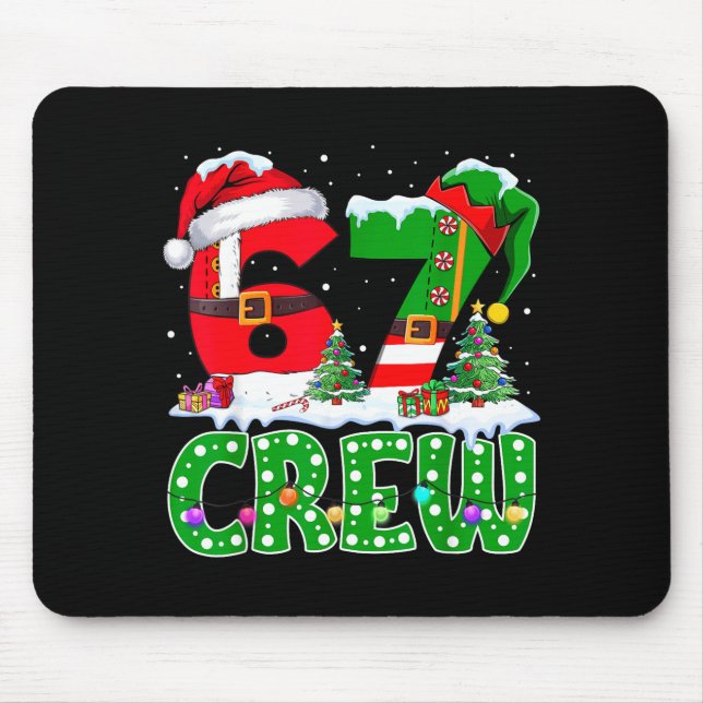 67 Meme Six Seven Christmas Crew Xmas Lights Famil Mouse Pad (Front)